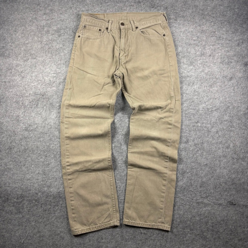 Levi's 505 Regular Fit Straight Leg Khaki Tan Pants Mens 32x30